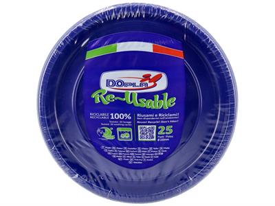 PIATTI PIANI 22CM REUSABLE BLU 25PZ