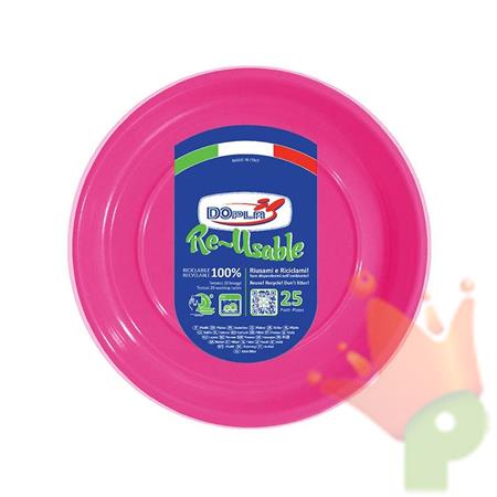 PIATTI PIANI 22CM REUSABLE FUCSIA 25PZ