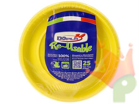 PIATTI PIANI 22CM REUSABLE GIALLO 25PZ