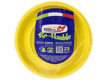 PIATTI PIANI 22CM REUSABLE GIALLO 25PZ