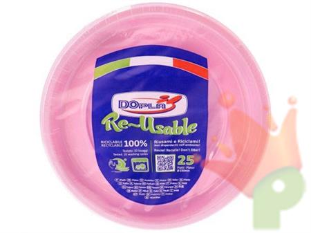 PIATTI PIANI 22CM REUSABLE ROSA 25PZ