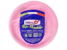PIATTI PIANI 22CM REUSABLE ROSA 25PZ