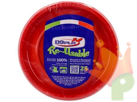 PIATTI PIANI 22CM REUSABLE ROSSO 25PZ