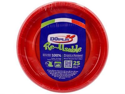 PIATTI PIANI 22CM REUSABLE ROSSO 25PZ