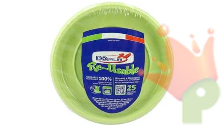 PIATTI PIANI 22CM REUSABLE VERDE ACIDO 25PZ