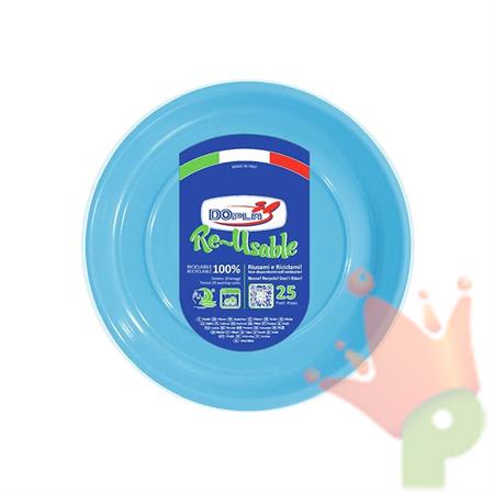 PIATTI FONDI D. 20,5CM REUSABLE AZZURRO 25PZ