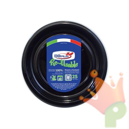 PIATTI FONDI D. 20,5CM REUSABLE NERO 25PZ