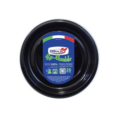 PIATTI FONDI D. 20,5CM REUSABLE NERO 25PZ