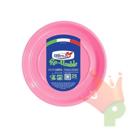 PIATTI FONDI D. 20,5CM REUSABLE ROSA 25PZ