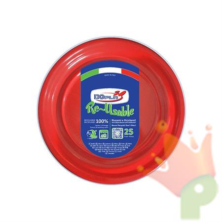 PIATTI FONDI D. 20,5CM REUSABLE ROSSO 25PZ
