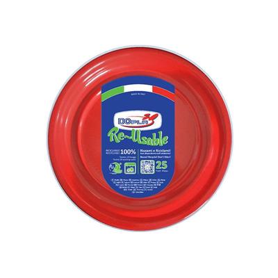 PIATTI FONDI D. 20,5CM REUSABLE ROSSO 25PZ