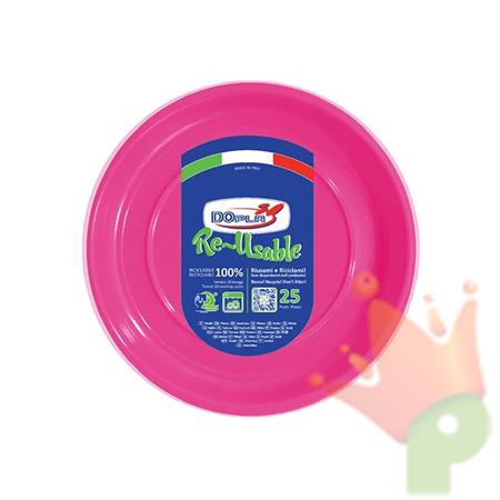 PIATTI FONDI D. 20,5CM REUSABLE FUCSIA 25PZ