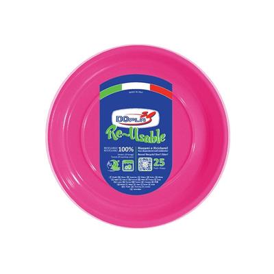 PIATTI FONDI D. 20,5CM REUSABLE FUCSIA 25PZ