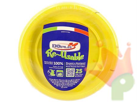PIATTI FRUTTA D. 17CM REUSABLE GIALLO 25PZ