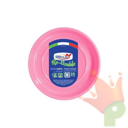 PIATTI FRUTTA D. 17CM REUSABLE ROSA 25PZ