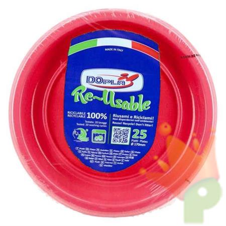 PIATTI FRUTTA D. 17CM REUSABLE ROSSO 25PZ