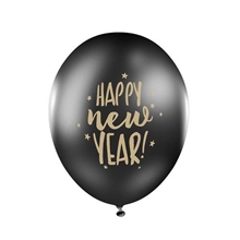 PALLONCINI 12INCH 30CM HAPPY NEW YEAR NERO 6PZ