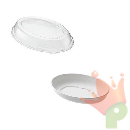 CONTENITORE OVALE IN POLPA 20,3X13,5X4CM + COPERCHI 50PZ