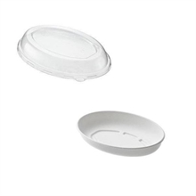 CONTENITORE OVALE IN POLPA 20,3X13,5X4CM + COPERCHI 50PZ