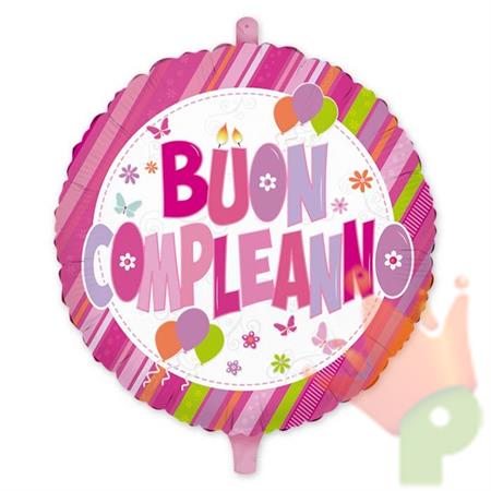 PALLONCINO MYLAR 18INCH - 45CM BUON COMPLEANNO ROSA