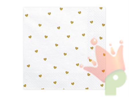 TOVAGLIOLI 33X33 BIANCO CON CUORI ORO 20PZ