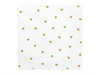 TOVAGLIOLI 33X33 BIANCO CON CUORI ORO 20PZ