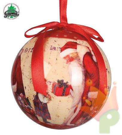 PALLINE 75MM PER ALBERO DECORATE BABBO NATALE ROSSO 6PZ