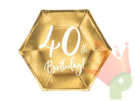 PIATTI 20CM 40TH BIRTHDAY ORO 6PZ