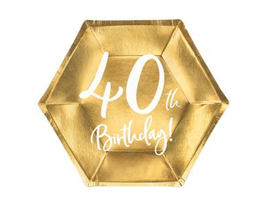PIATTI 20CM 40TH BIRTHDAY ORO 6PZ