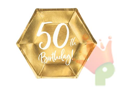 PIATTI 20CM 50TH BIRTHDAY ORO 6PZ