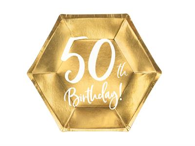 PIATTI 20CM 50TH BIRTHDAY ORO 6PZ
