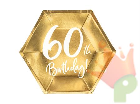 PIATTI 20CM 60TH BIRTHDAY ORO 6PZ