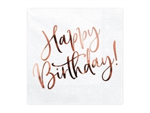 TOVAGLIOLI 33X33 BIANCO HAPPY BIRTHDAY ORO ROSA 20PZ