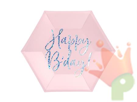 PIATTI 20CM HAPPY BIRTHDAY ROSA 6PZ