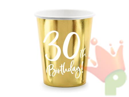 BICCHIERI 220ML 30TH BIRTHDAY ORO 6PZ