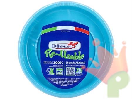 PIATTI PIANI 22CM REUSABLE TURCHESE 25PZ