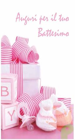 BIGLIETTO AUGURI BATTESIMO ROSA 4826