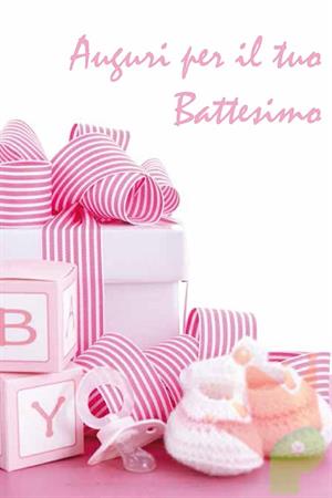 BIGLIETTO AUGURI BATTESIMO ROSA 5847