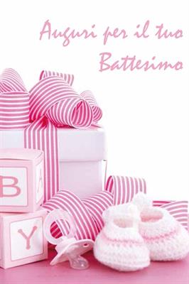 BIGLIETTO AUGURI BATTESIMO ROSA 5847