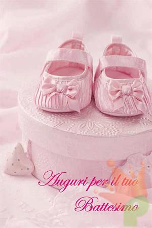 BIGLIETTO AUGURI BATTESIMO ROSA 6578
