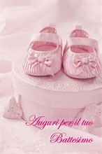 BIGLIETTO AUGURI BATTESIMO ROSA 6578