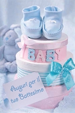 BIGLIETTO AUGURI BATTESIMO CELESTE 3997