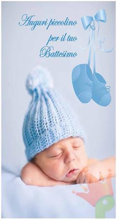 BIGLIETTO AUGURI BATTESIMO CELESTE 7834