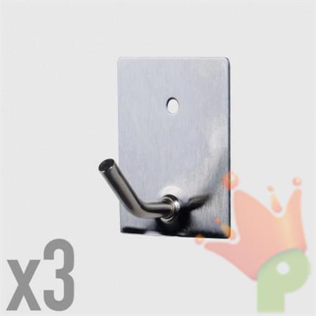 GANCI ADESIVI IN METALLO RETTANGOLARI 3X3,5CM 3PZ