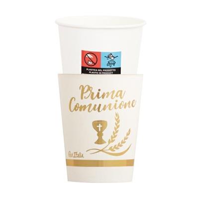 BICCHIERI 250CC COMUNIONE STAMPA ORO 8PZ