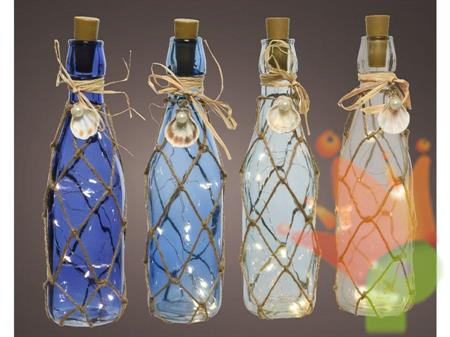 BOTTIGLIA IN VETRO CON MICRO LED 7X28CM COLORI ASSORTITI