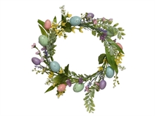 CORONA DI UOVA IN SCHIUMA CON FIORI E FOGLIE 8X35CM