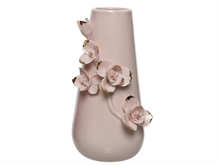 VASO IN PORCELLANA CON DECORO 3D FIORI 21CM ROSA