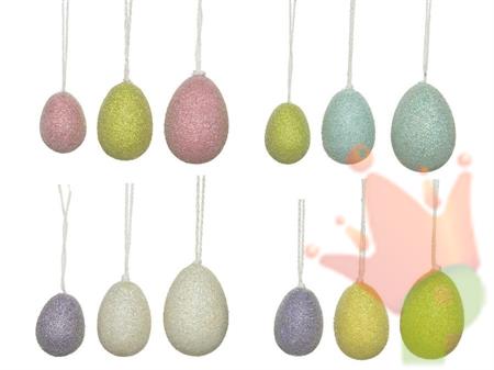 UOVA IN PLASTICA COLORATE GLITTERATE 6CM 12PZ