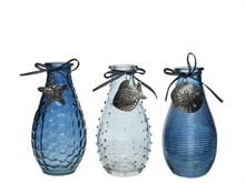 BOTTIGLIA IN VETRO CON CORALLO/STELLA/PESCE 7X14CM